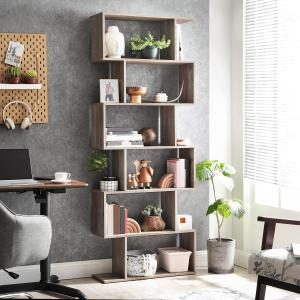 VASAGLE Bücherregal, Regal mit 6 Ebenen, Standregal, Büroregal, freistehend, Dekoregal, zur Präsentation, modern, für Wohnzimmer, Schlafzimmer, Büro, greige LBC061M01 von Songmics