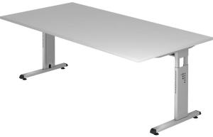 Schreibtisch OS2E C-Fuß 200x100cm Grau Gestellfarbe: Silber