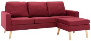 vidaXL 3-Sitzer-Sofa mit Hocker Weinrot Stoff