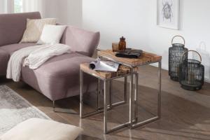 2er-Set Couchtisch 'NAPO', Materialmix Massivholz & Metall