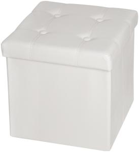 Faltbarer Sitzwürfel aus Kunstleder mit Stauraum - weiß