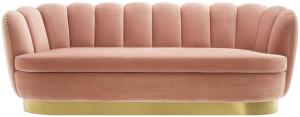Casa Padrino Luxus Samt Sofa Hautfarben / Messing 225 x 90 x H. 80 cm - Wohnzimmer Sofa - Hotel Sofa - Luxus Möbel - Luxus Qualität