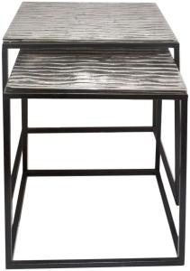 Soma Couchtisch Set Metall 40 u. 35 cm quadratisch Wohnzimmer Tische Tiffany 2-teilig Aluminium versilber (BxHxL) 40 x 42 x 40 cm