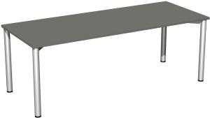 Schreibtisch '4 Fuß Flex', feste Höhe 200x80cm, Graphit / Silber