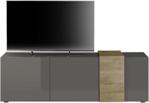 TV-Lowboard Positano in grau Hochglanz und Eiche 181 cm