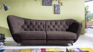 Megasofa RETRO Vintage Look Sofa 3-Sitzer Microfaser braun