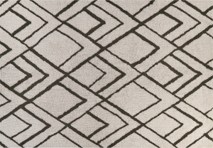 Teppich Baumwolle cremeweiß grün geometrisches Muster 160 x 230 cm Shaggy YESILKOY