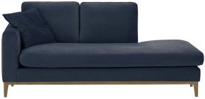 SLF24 - Linksseitiges Chaiselongue Covex Wood - blau - Velluto 11, Farbe der beine: wax black