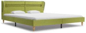 vidaXL Bett mit LED und Matratze Grün Stoff 180×200 cm