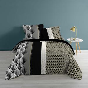 3tlg. Bettwäsche 240x220cm modern grau Muster Baumwolle Bettdecke Übergröße Bett