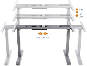 Möbel-Eins OFFICE ONE elektrisch verstellbarer Schreibtisch / Stehtisch, Material Glasplatte 10 mm weiss 180x70 cm orange