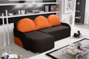 Ecksofa Sofa CANDY mit Schlaffunktion Otto. Links Dunkelbraun/Orange