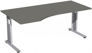 PC-Schreibtisch links, höhenverstellbar, 180x100cm, Graphit / Silber