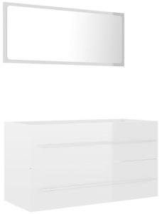 vidaXL 2-tlg. Badmöbel-Set Hochglanz-Weiß Spanplatte, 90 x 38,5 x 48 cm