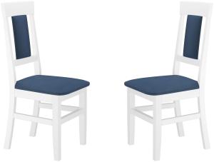 2er-Set Gepolsterter Massivholz-Stuhl in weiß/navyblau