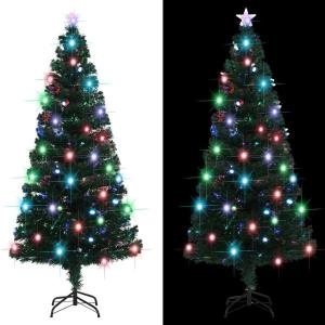 vidaXL Künstlicher Weihnachtsbaum mit Ständer/LED 180 cm Fiberoptik, Mit Beleuchtung [284302]