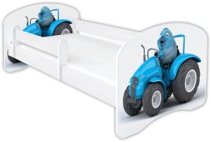 Clamaro 'Schlummerland 2021' Kinderbett 80x180 cm, Traktor Blau, inkl. Lattenrost, Matratze und Rausfallschutz (ohne Schublade)