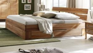 'Bozen' Bett mit Bettkästen, Kernbuche, 140 x 200 cm