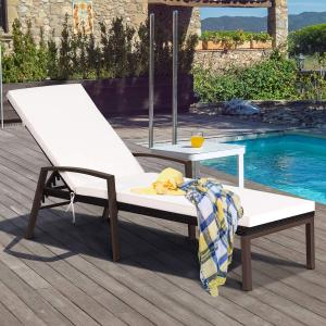 COSTWAY Sonnenliege Rattan, Gartenliege