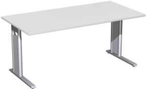 Schreibtisch 'C Fuß Pro' höhenverstellbar, 160x80cm, Lichtgrau / Silber