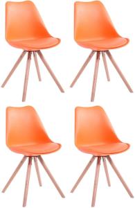 4er Set Stühle Toulouse Kunstleder Rund natura orange