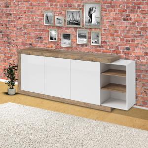 Sideboard "Sintra" Kommode 220cm weiß Hochglanz samdal eiche