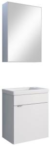 Inter 3 teiliges Badmöbel Set Mia inkl. Waschbeckenschrank, Spiegelschrank, Waschbecken, glanzweiß