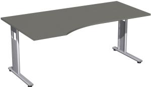 PC-Schreibtisch links, 180x100cm, Graphit / Silber