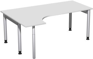 PC-Schreibtisch '4 Fuß Pro' links, höhenverstellbar, 180x120cm, Lichtgrau / Silber