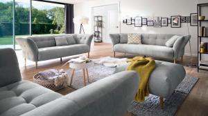 Candy 3-Sitzer BIG APPLE Sofa Couch Polstersofa in Stoff silber grau 240 cm