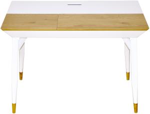 'Baris' Schreibtisch mit 2 Schubladen, matt weiß/ Wildeiche Dekor, 76 x 55 x 105 cm