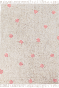 Kinderteppich Baumwolle beige rosa 140 x 200 cm gepunktetes Muster Kurzflor DARDERE