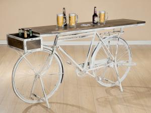 Gilde Metall Fahrrad Theke (BxHxT) 183 x 93 x 45 cm Mangoholz/ weißes Metall