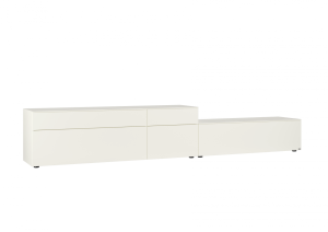 Merano Lowboard | Lack weiß 3533 3503 Rechts 9402 - TV-Vorbereitung inkl. Kabeldurchlass 9167 - 1 x Geräteauszugboden, 90 cm, T 41 cm, hinter Klappe Lowboard