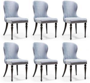 Casa Padrino Art Deco Esszimmer Stuhl Set Silber / Schwarz 49 x 50 x H. 89 cm - Küchen Stühle 6er Set - Art Deco Esszimmer Möbel