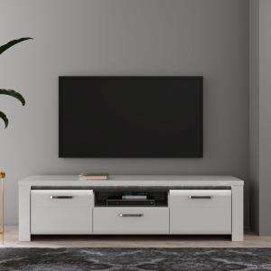 FORTE Brugia TV-Unterschrank mit LED Beleuchtung, Holzwerkstoff, Grau/Weiß, 161,1 x 43,9 x 52,7 cm