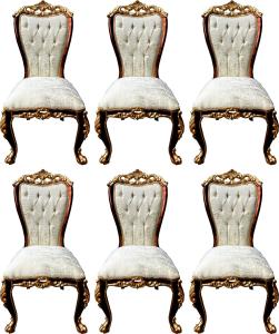 Casa Padrino Luxus Barock Esszimmerstuhl Set Cremefarben / Braun / Gold - 6 Handgefertigte Küchen Stühle im Barockstil - Barock Esszimmer Möbel - Edel & Prunkvoll