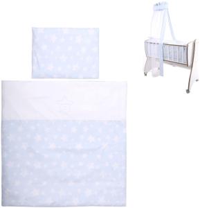 Lorelli 'First Dreams' 7-tlg. Baby-Bettwäsche Set, Blau, inkl. Himmel, Nestchen und Bettwaren