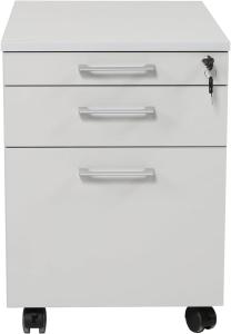 Furni24 Rollcontainer, abschließbarer Aktenschrank mit Schubladen, Holz, 3 Schübe Grau, 43x59x57h