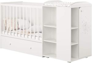 Polini 'French 800' Kombi-Kinderbett 60x120 cm, Teddy/weiß, mit Kommode