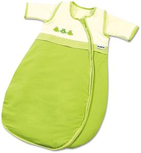 Gesslein 773022 Bubou Babyschlafsack mit abnehmbaren Ärmeln: Temperaturregulierender Ganzjahreschlafsack für Baby/Kinder Größe 110 cm, Grün mit Eulen