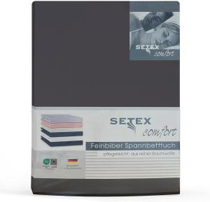 SETEX Feinbiber Spannbettlaken, 90 x 200 cm großes Spannbetttuch, 100 % Baumwolle, Bettlaken in Anthrazit