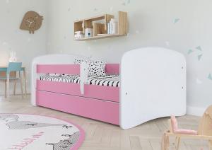 Kocot Kids Einzelbett pink/weiß 80x160 cm inkl. Rausfallschutz, Matratze, Schublade und Lattenrost