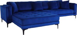 Sofa-Garnitur HWC-M27, Couch Ecksofa L-Form, Liegefläche links/rechts, Massiv-Holz 293cm ~ Samt dunkelblau