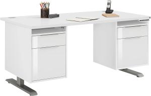 Schreibtisch >EDJUST< (BxHxT: 175x120x80 cm) Roheisen lackiert - weiß matt