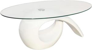 vidaXL Couchtisch mit ovaler Glasplatte Hochglanz Weiß [240431]