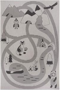 Flachgewebe Kinderteppich Spielteppich Alaska - creme schwarz - 80x150x0,3cm