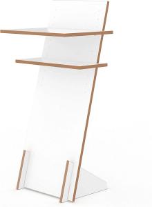 Tojo Pult | Stehpult höhenverstellbar | Auch als Sitzpult geeignet | 120 cm x 50 cm (H x B) | Farbe Weiß | Schreibpult mit verstellbaren Fächern | Holzpult zu Lesen und Schreiben | Design Pult