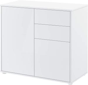 Sideboard Paarl 74x79x36 cm mt 2 Schubladen und 2 Schranktüren Weiß hochglanz en. casa
