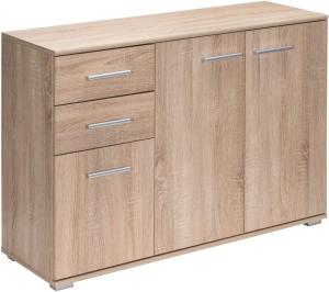 Deuba Kommode Alba mit 2 Schubladen 3 Türen 107x75x35 cm Holz Modern Flur Küche Sideboard Anrichte Beistellschrank Eiche